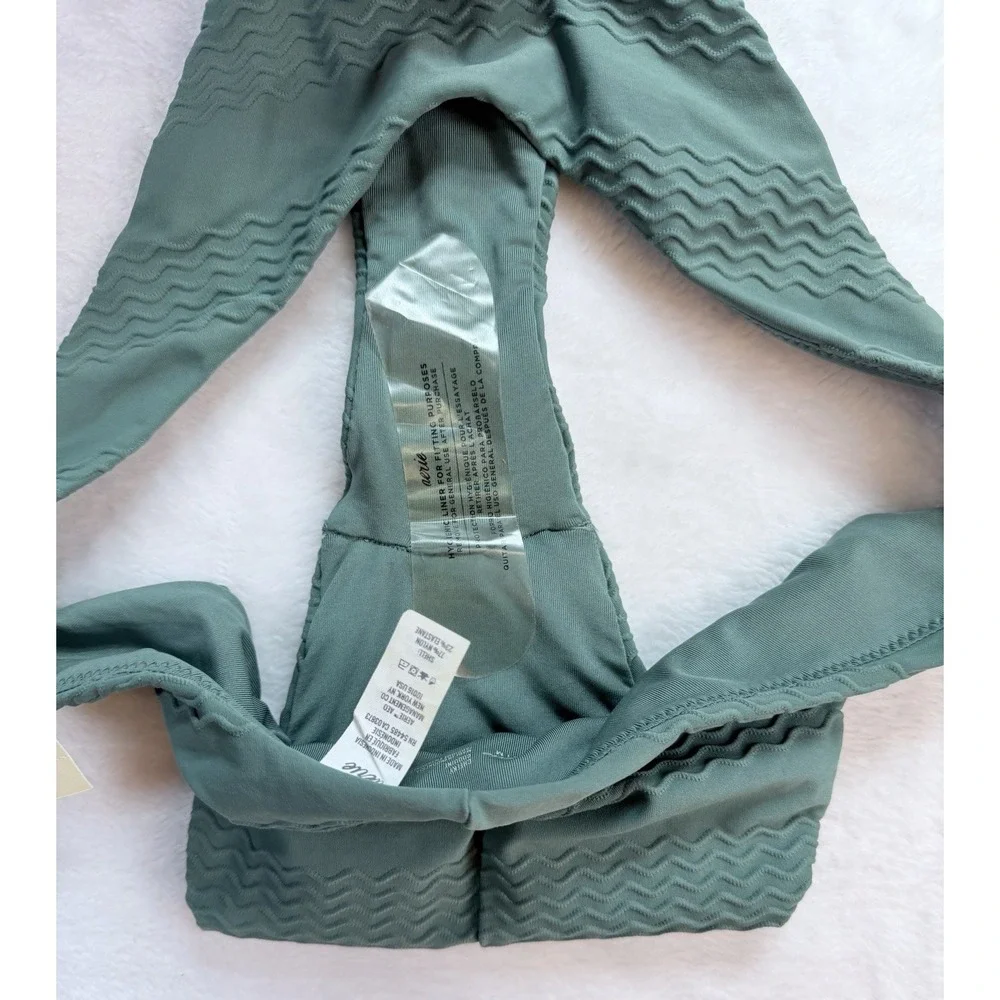 Aerie Womens Cheeky Bikini Bottom Textured‎ Sage Moss Green Swimwear Sz Med NWT